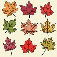 Collection of simplicity maple leaf freehand drawing flat design. vector