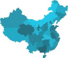 Blue square China map on white background. Vector illustration.