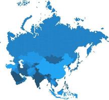 mapa de asia con forma de geometría cuadrada.Todos los elementos están separados en países editables. vector