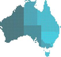 Blue circle Australia map on white background. Vector illustration.