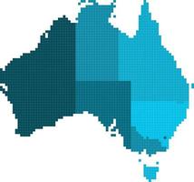 Blue square Australia map on white background. Vector illustration.