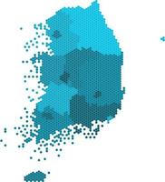 Mapa de Corea del sur hexagonal azul sobre fondo blanco. vector