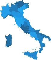 Blue hexagon shape Italy map on white background. Vector illustration.