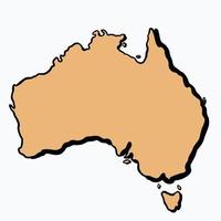 Doodle dibujo a mano alzada del mapa de Australia. vector