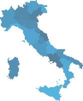 Blue circle Italy map on white background. Vector illustration.