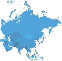 Mapa de asia con forma de geometría circular.Todos los elementos están separados en países editables. vector