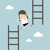 Businesswoman jump from low stair to high stair. vector