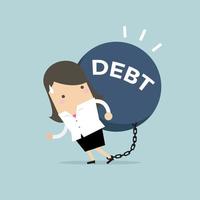 empresaria llevar deuda. concepto financiero. vector