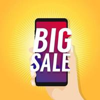 Big Sale on Mobile in Hand. vector