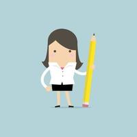 Businesswoman with pencil. vector