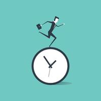 Businessman running on time clock. vector