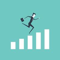 Businessman running to the top of the graph. vector