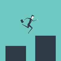 Businessman jumping over gap business risk and challenge. vector