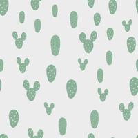 Cute seamless pattern with green cactus on grey background. vector