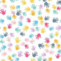 Seamless Pattern. Print of Kids Hands. Vector