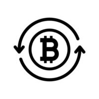 símbolo de bitcoin con flechas circulares. icono de bitcoin para criptomonedas. vector