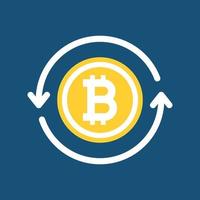 Golden bitcoin with circle arrows. bitcoin icon for cryptocurrency. vector