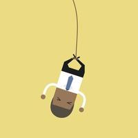 African businessman bungee jumping. vector