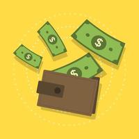 Wallet with money. vector