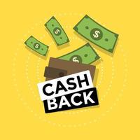 Cash back icon isolated on yellow background. cash back or money refund label. vector