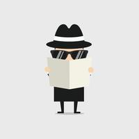 Detective spying through newspaper. vector