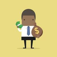 African businessman holds in hand money. vector