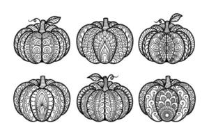 Set of pumpkin laser cutting for greeting card vector