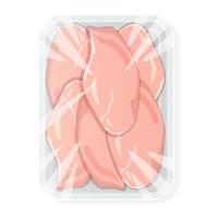 Fillet of chicken in the tray package. Chicken breast on the container. Vector illustration