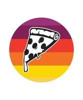 plantilla de diseño de puesta de sol retro pizza vector