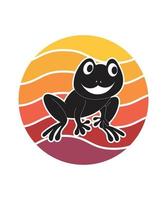 Frog Retro Sunset Design template vector