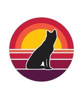 Husky Retro Sunset Design template vector