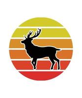 Deer Retro Sunset Design template vector