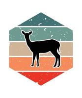 Deer Retro Sunset Design template vector