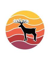 Deer Retro Sunset Design template vector