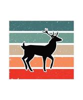 Deer Retro Sunset Design template vector