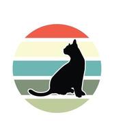 plantilla de diseño de puesta de sol retro de gatos vector