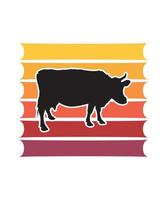 Cow Retro Sunset Design template vector