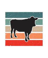 Cow Retro Sunset Design template vector