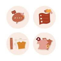 icon set for fashion shop highlight cover vector