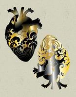 heart waves gold vector