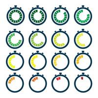 Countdown timer icon set. Time sequence runs until time's up. Perfect for the design elements of timing, alarms and timestamps infographic. vector