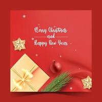 merry christmas social media post template with gift box. vector
