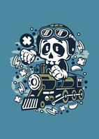 Funny Skull and Train vector