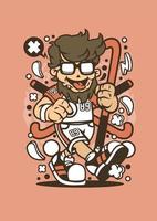 Hipster Field Hockey vector