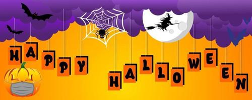 Happy halloween banner, Vector illustration