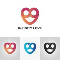 logotipo moderno de la línea del corazón infinito. Me encanta la marca de identidad y el símbolo del icono de la aplicación. vector de plantilla de conjunto de concepto comercial