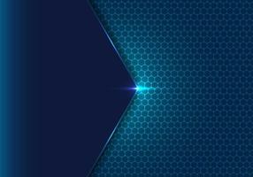 Abstract blue geometric hexagon with dot pattern and light ing effect technology concept background vector