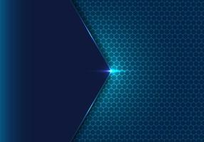 Abstract blue geometric hexagon with dot pattern and light ing effect technology concept background vector