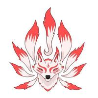 diseño de ilustración vectorial fox kitsune vector