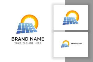 Sun solar energy logo design template. solar panel tech sign symbol vector